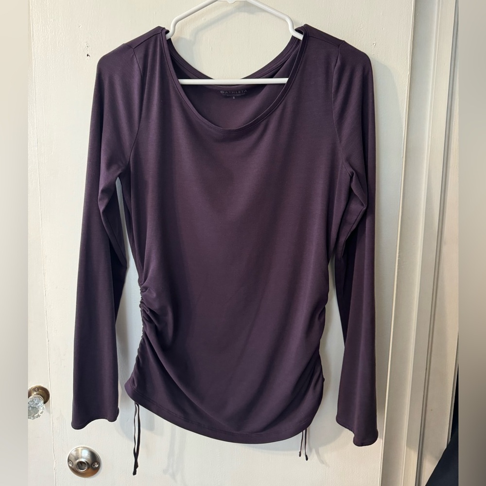 Athleta Cinched Sides Long Sleeve Top Womens Zip Drawstring.